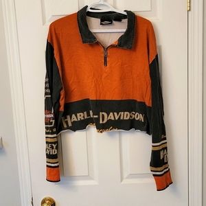 Harley davidson quarter zip crop long sleeve